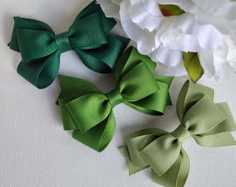 Green Hair Bows, Solid Color Hair Bow, 3 Inch Hair Bow, Toddler Hair Bows, Girls Hair Bows, Baby Hair Bows, Hair Bows for Girls