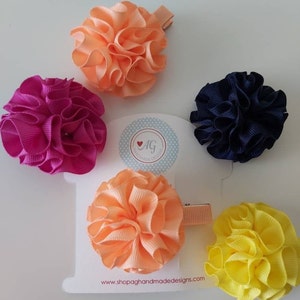 Ribbon Flowers Hair Clips, Flowers Hair Accessories, Flower Headband, Girls Accessories, Girl Clips, Toddler Headband, Pigtail Hair Bow Set