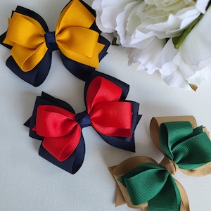 Back to School Hair Bows, Two Tones Hair Bow, School Hair Bows, Uniform Hair Bow, Girls Hair Bows, Toddler Hair Bow, 4 Inch Hair Bow
