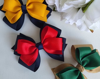 Back to School Hair Bow, School Uniform Bow, Classic Grosgrain Ribbon Bow, Toddler Girls Hair Bow, 4 Inch Hair Accessory