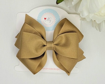 Khaki Hair Bow | 8 Styles to Choose | Back to School Hair Bow | Uniform Hair Bow | Hair Bow for Girls | Toddler Hair Bow | Neutral Color Bow