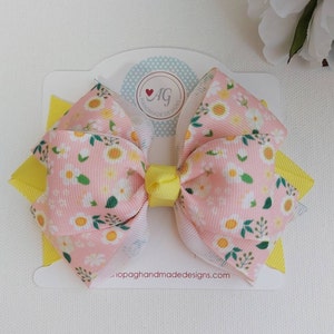 Spring Floral Hair Bow, Floral Hair Bow, Easter Hair Bow, 4 Inch Hair Bow, Hair Bows for Girls, Toddler Hair Bow, Spring Hair Clip, Hair Bow