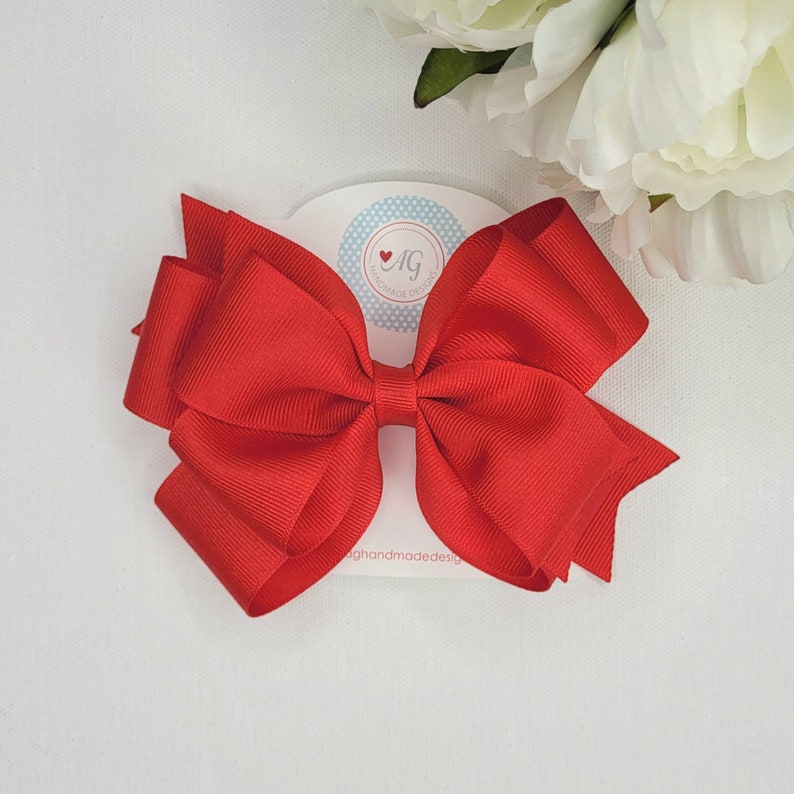 CHOOSE YOUR STYLE Hair Bow Red Hair Bow Solid Color Hair Etsy