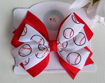 Baseball Hair Bow, Baseball Bow, Sports Hair Bow, 4 Inch Hair Bow, Girls Hair Bow, Toddler Hair Bow, Hair Bows for Girls