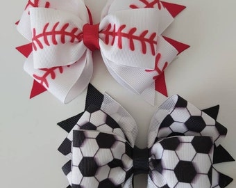 Sports Hair Bow, Baseball Hair Bow, Soccer Hair Bow, 4 Inch Hair Bow, Girls Hair Bow, Toddler Hair Bow, Hair Bows for Girls