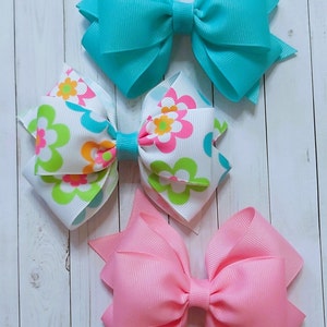 Solid Color Hair Bow, Pastel Color Hair Bows, 4 Inch Hair Bow, Spring Hair Bows, Girl Hair Bow, Toddlers Hair Bows, Flower Power Hair Bow
