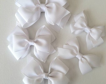 White Hair Bow | 8 Styles to Choose | Hair Bows for Girls | Toddler Hair Bow | Boutique Hair Bow