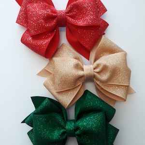 Glitter Hair Bow, Gold Glitter Hair Bow, Red Glitter Hair Bow, Green Glitter Hair Bow, Holiday Hair Bow, Christmas Hair Bow, Girl Hair Bows