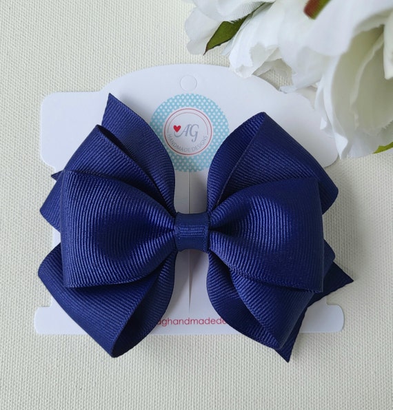 Light Navy Blue Hair Bow | 8 Styles to Choose | Back to School Hair Bow | Uniform Hair Bow | Hair Bows for Girls | Toddler Hair Bow |