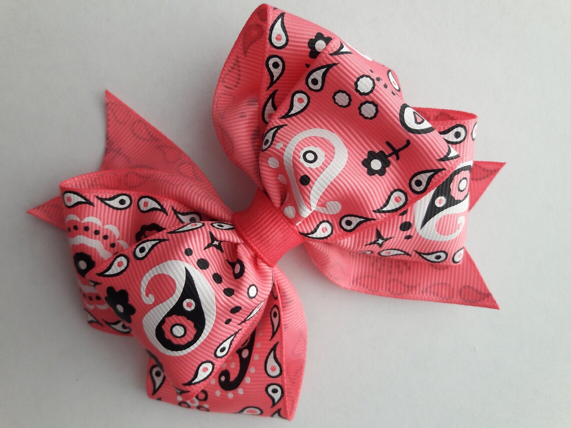 Pink Bandana Hair Bows / Girls Hair Bows / Toddlers Hair Bows Etsy