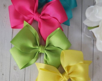 Solid Colors Hair Bow, Bright Colors Hair Bow, Hair Bows for Girls, Toddler Hair Bows, Summer Colors Headbands, Hair Bows