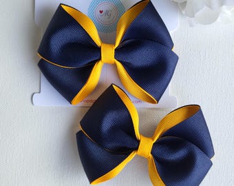 Back to School Hair Bow | Two Toned Hair Bow | Uniform Hair Bow | Toddler Hair Bow | Hair Bows for Girls | Pigtail Hair Bow