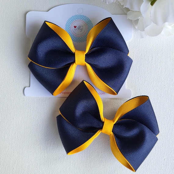 Back to School Hair Bow | Two Toned Hair Bow | Uniform Hair Bow | Toddler Hair Bow | Hair Bows for Girls | Pigtail Hair Bow
