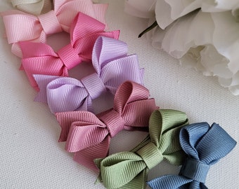 Toddler Hair Bows, Small Hair Bows, Mini Hair Bows, Ribbon Hair Bows, Baby and Toddler Gift, Fully Lined Hair Clip, 2 Inch Hair Bow