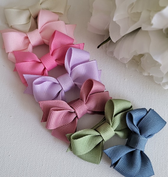 Baby Toddler Hair Bows, Baby Bows, Mini Hair Bow, Baby Hair Clips, Small Dog Hair Bows, Toddler Hair Clips, 2 Inch Bow, Fully Lined Clips