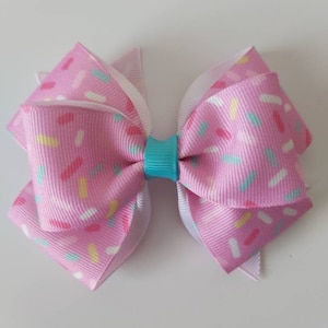 Pink Sprinkle Candy Hair Bow, Candy Hair Bow, Birthday Hair Bow, 4 Inch Hair Bow, Girls Hair Bow, Birthday Hair Bow, Sprinkle Hair Bow