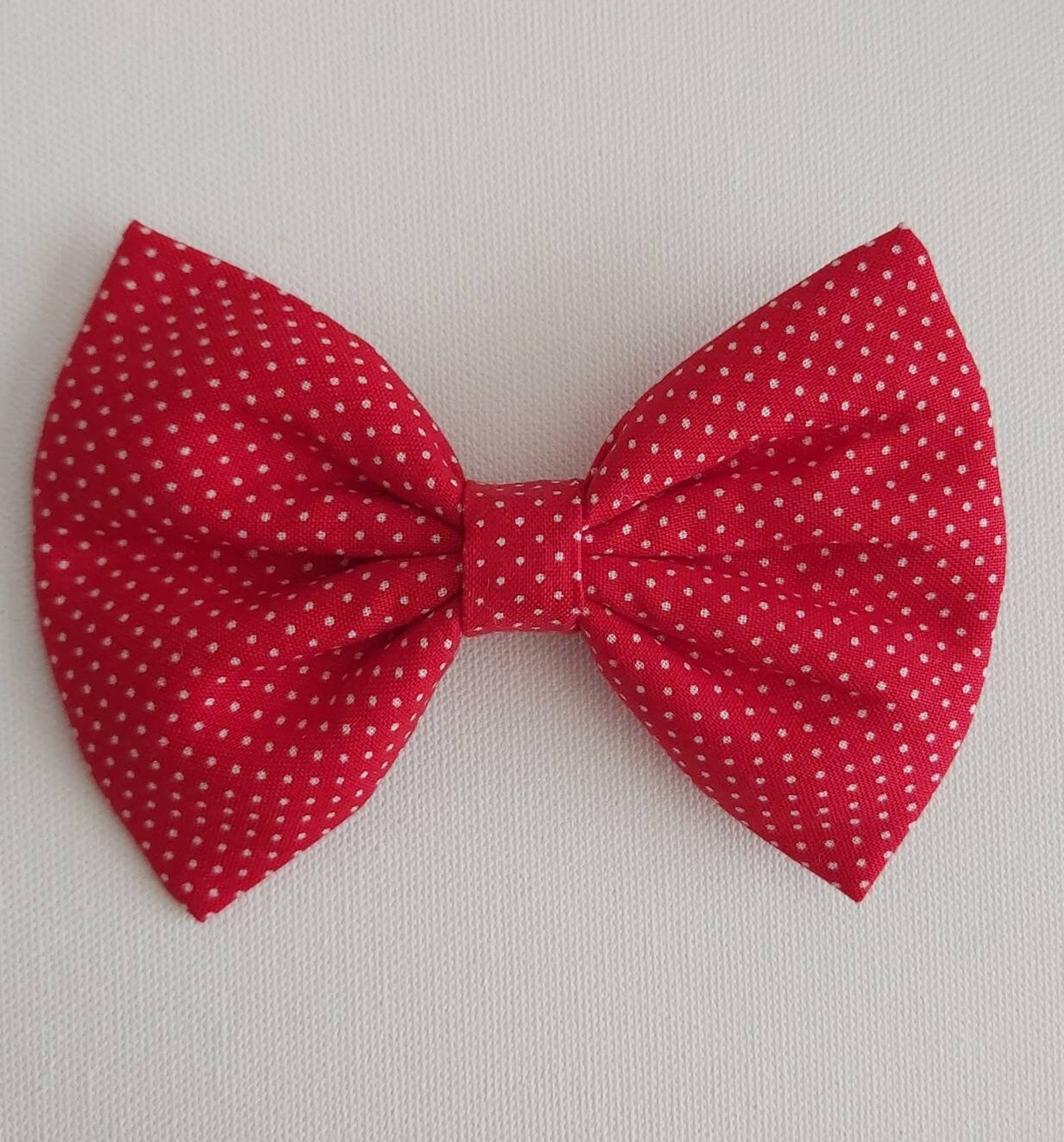 Red and White Polka Dots Hair Bow Fabric Hair Bow Bow Tie Etsy