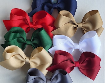 Back to School Hair Bows, Solid Color Hair Bow, School Hair Bows, 5 Inch Hair Bows, Hair Bows for Girls, Toddler Hair Bows