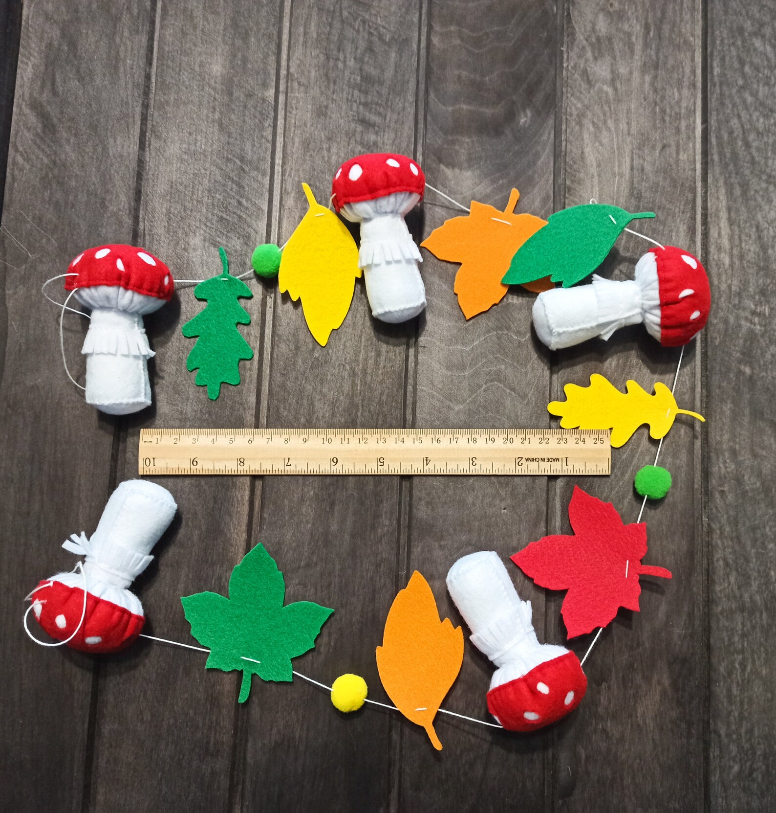 Felt mushroom garland felt leave garland Etsy