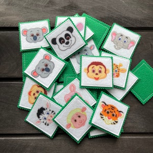 Juego de memoria de fieltro, juego de memoria de animales, juego de memoria de fieltro para niños - Juguete educativo con 24 tarjetas