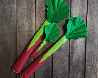 felt rhubarb, felt veggies