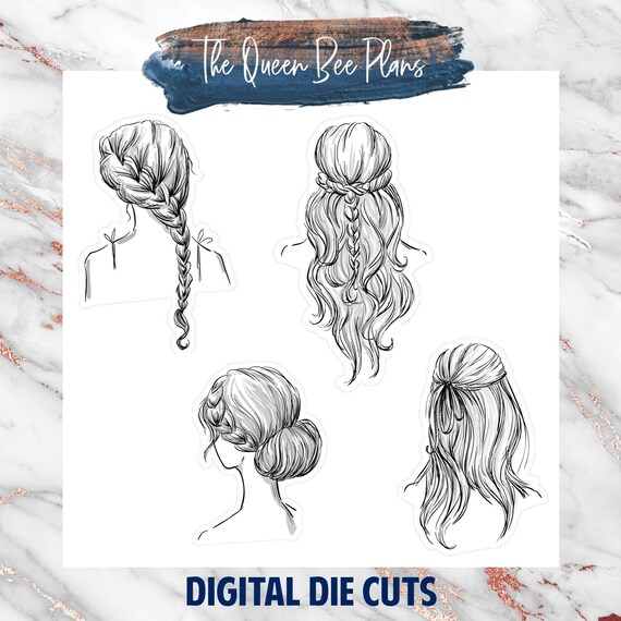 Digital Die Cuts Hand Drawn Girl Doodle Diecuts Diy Planner Tn Travelers Notebook Scrapbook B6 A6 Rings Pocket Personal Sil