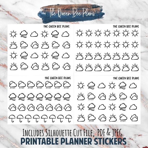 Paper & Party Supplies Paper Bujo FOIL READY Printable WEATHER Icons ...