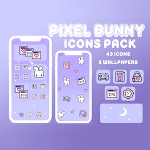 Pixel Bunny Theme, IOS, ipadOS and Android Icons Pack Phone Theme
