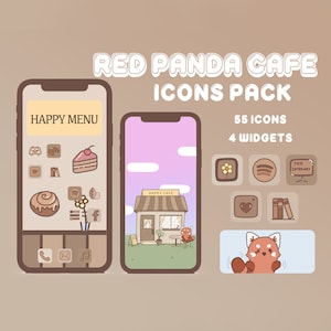 Paquete de iconos de Red Panda Café para IOS, ipadOS y Android