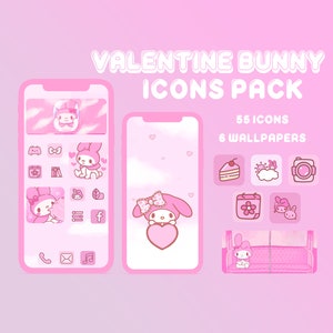 Valentine Bunny IOS, ipadOS and Android Icons Pack Phone Theme