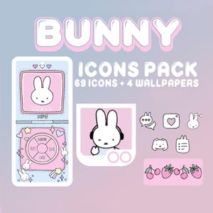 White Bunny Android Icons Pack for samsung z flip phones and ios Phone Theme