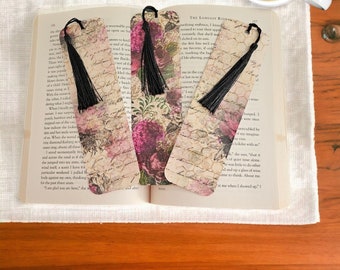 Purple Floral Script Bookmarks | Pack of Three | Page Saver | Book Readers | Book Worms | Book Club | Book Accessories | Gifts