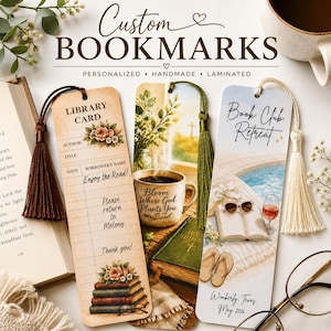 Custom Bookmarks | Personalized Bookmarks | Custom Book Club Bookmarks | Book Lover Gift | Laminated Bookmark