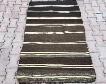 stripped runner, turkish rug, oushak rug, bohemian rug,bath mat, vintage runner rug, anatolian rug, handmade rug, free shipping,5.2 x 3.3 ft