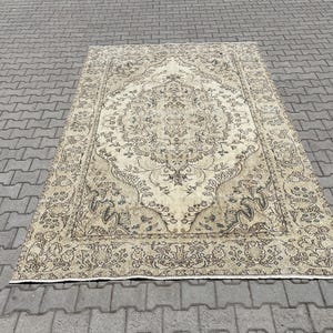 Turkish large rug,Oushak large rug,Vintage large rug,Handmade large rug,Bohemian rug,Natural rug,Anatolian rug,Wool rug,Beige rug,Brown rug,
