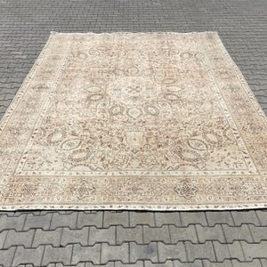 Oversize Vintage Oushak Rug: Hand-Knotted Turkish Wool Carpet (9.7 x 12.3 ft)