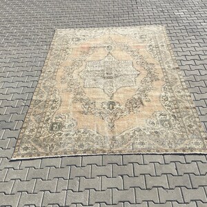 6.6 x 10.6 Ft, Natural Rug, Turkish Rug, Oushak Rug, Vintage Rug, Handmade Rug, Bohemian Rug, Anatolian Rug, Pastel Rug, Faded Rug, Wool Rug