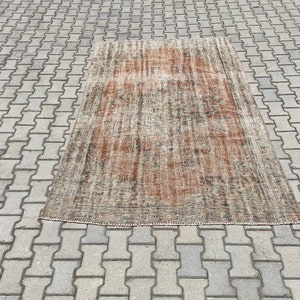 5.5 x 8.1 Ft Faded orange rug pastel area wool rug Turkish rug Oushak rug Vintage rug Handmade rug Bohemian rug Pale rug Anatolian Old rug