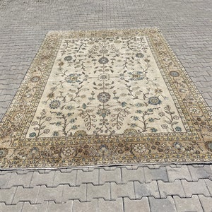 8.1 x 11.7 Ft, Large turkish rug, Large vintage rug, Large Oushak rug, Turkish vintage rug, Rustic rug, Tribal rug, Natural rug, Beige rug,