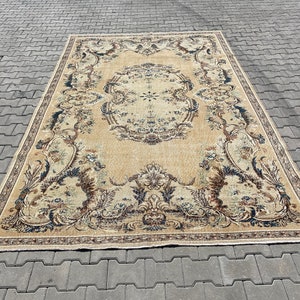 MUTED RUG 6x10,6X10 Area Rug,6x10 Turkish Rug,6&#39;8x10&#39;6 Feet,Pastel Vintage Rug,Large Oushak Rug,Turkey Rug,Decorative Wool Rug,6x10 Rugs,