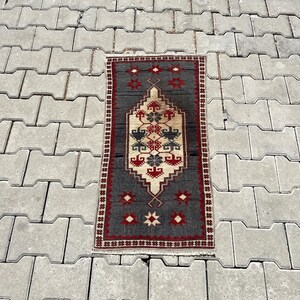 Piccolo tappeto turco, piccolo tappeto Oushak, piccolo tappeto vintage, tappeto turco, tappeto Oushak, tappeto vintage, tappeto fatto a mano, tappeto boho, tappeto neutro, piccolo tappeto, 1x3