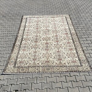 Natural Rug,Bohemian Rug,Anatolian Rug,Faded Rug,Beige Rug,Oushak rug,Muted rug,6x10 rug,Turkish oushak rug,Oushak turkish rug,Oriental rug,