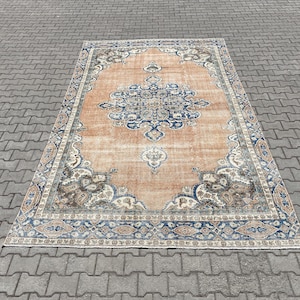 Turkish rug,Oushak rug,Vintage rug,Handmade rug,Anatolian rug,Turkish vintage rug,Vintage turkish rug,Bohemian rug,Diningroom rug,7.3x12 ft,