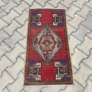 Tappeto piccolo da 1'7 x 3'2 piedi / spedizione gratuita, tappeto oushak vintage, tappeto turco, tappeto oushak pastello, tappeto piccolo invecchiati, tappeto pirimitivo, tappeto blu,