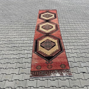 Turkish Runner Rug, Long Runner Rug, Hallway Rug, Kitchen Rug, Corridor Rug, Vintage Floor Runner Rug, Oushak Long Runner, 2.8 x 12.1 Ft,