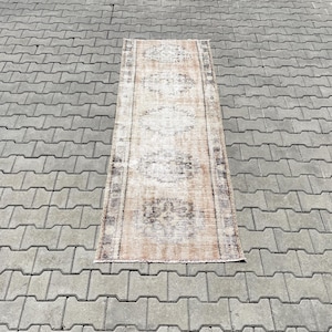 Faded runner rug,Turkish runner rug,Oushak runner rug,Vintage runner rug,Turkish rug,Oushak rug,Vintage rug,Handmade rug,Bohemian wool rug,