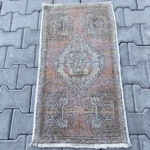 tapis rose vintage, tapis turc, tapis, tapis noué à la main, tapis bohème, tapis Oushak, décoration d&#39;intérieur, tapis bohème, petit tapis, 1,7 x 3 pi