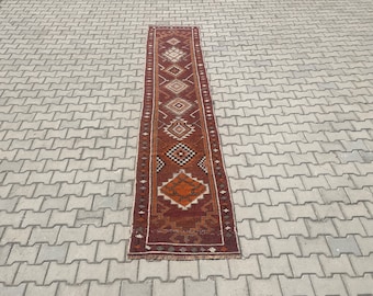 2.6 x 12.3 Ft, Turkish Runner Rug, Oushak Runner Rug, Vintage Runner RUg,Handmade Runner Rug, Kitchen Rug 2x12, Hallway Rug 2x12,Natural Rug