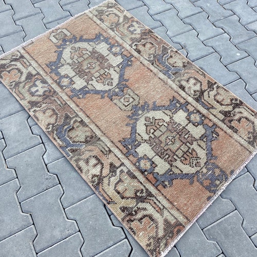 Small oushak rug,,*3.8x2.5* ft vintage small rug,Hand Made Turkish Rug, pastel Rug, Bathroom Rug,Vintage Rug, shops yellow Colors, Bohemian Rug,