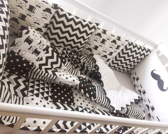 mustache crib bedding set